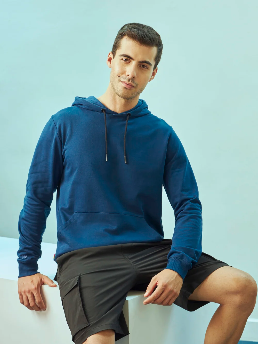 Kangaroo Pocket Basic Hooded Sweatshirt Sports For Men